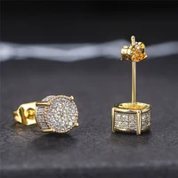 new dainty stud earrings for womenmen paved white cz silver colorgold color couple earrings fashion versatile ear jewelry