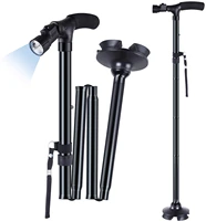 led light walking stick t handle walking cane for elderly people folding trekking crutches hiking poles telescopic baton