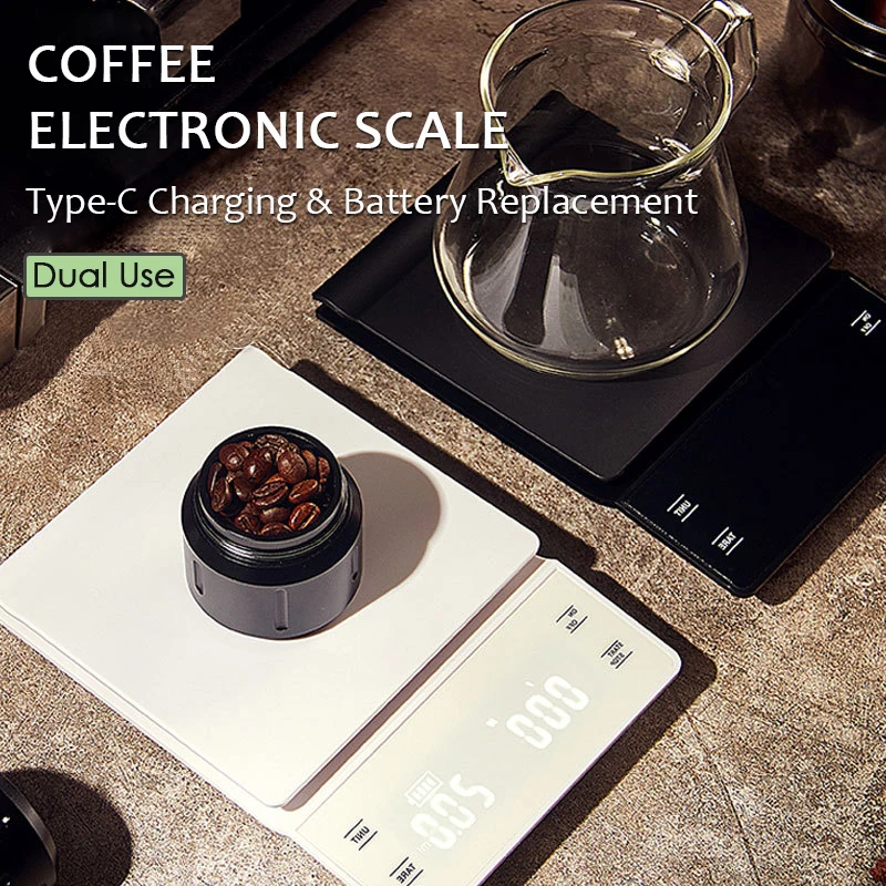 

3kg/0.1g Electronic Coffee Scale Kitchen Drip Scales LED Digital Coffee Beans Weighing 0.1g High Precision Scales Cafe Tools