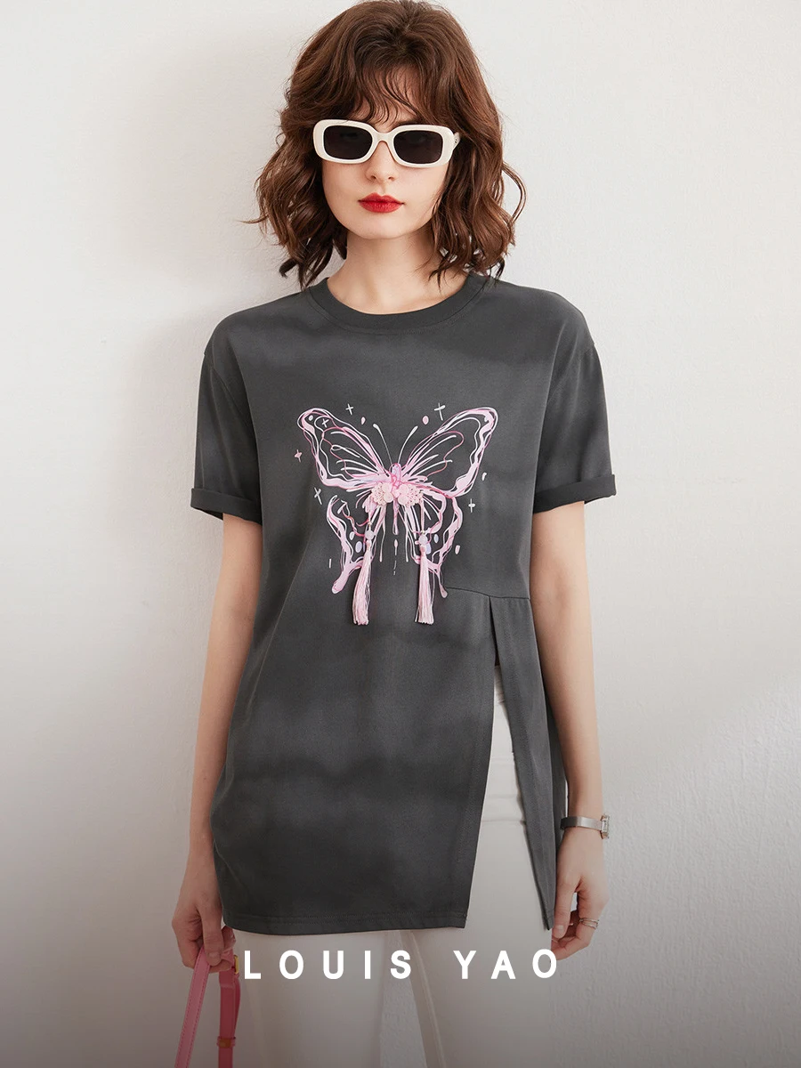 Женская футболка с принтом бабочки LOUIS YAO