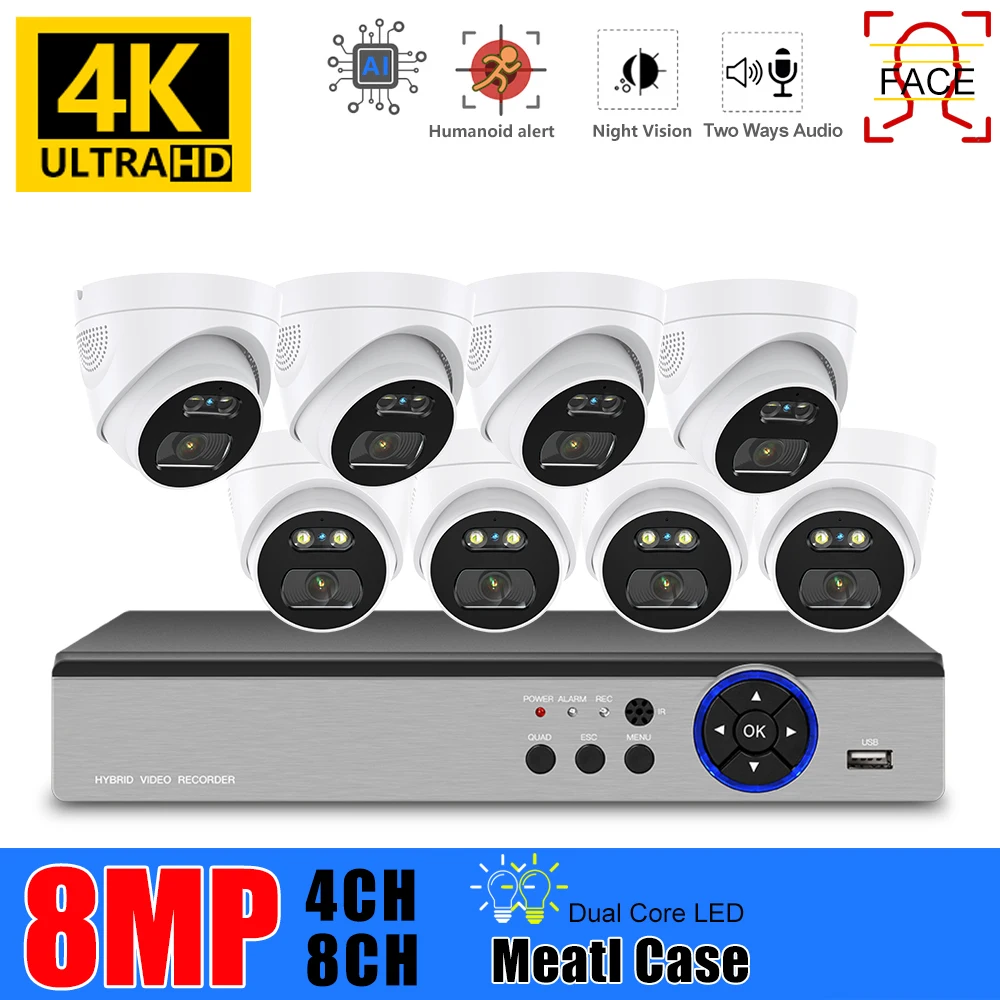 

Xmeye Pro 8CH 4K POE NVR Kit H.265 CCTV Security System 8MP/5MP Outdoor Waterproof POE Two Ways Audio IP Camera Surveillance Set