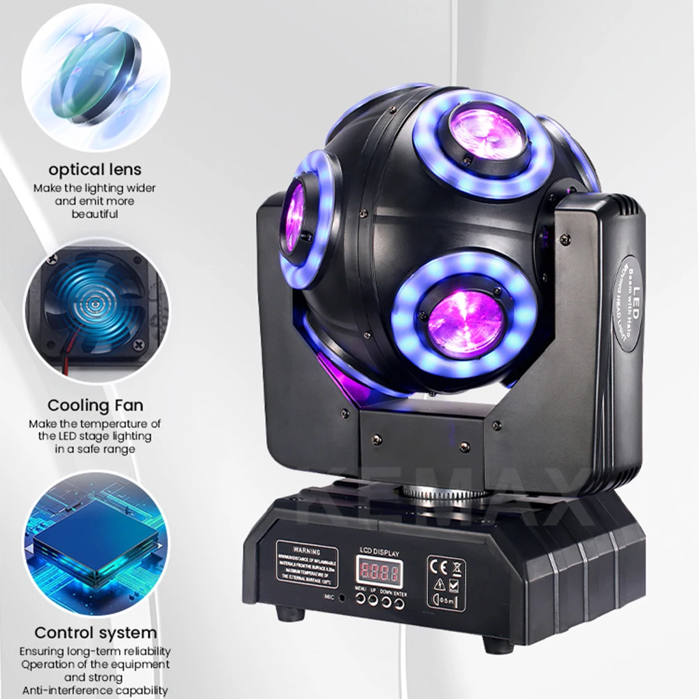 Фото 150 Вт DJ Lights с подвижной головкой DMX512 Мини-лучевой вращающийся светильник для вечеринок Красочный 8X12W Волшебный шар сценический светильник для ночного клуба на свадьбу №5