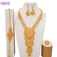 fashion luxury neacklace chain africa ethiopian jewelry sets dubai gold color bracelet earrings ring jewellery wedding party