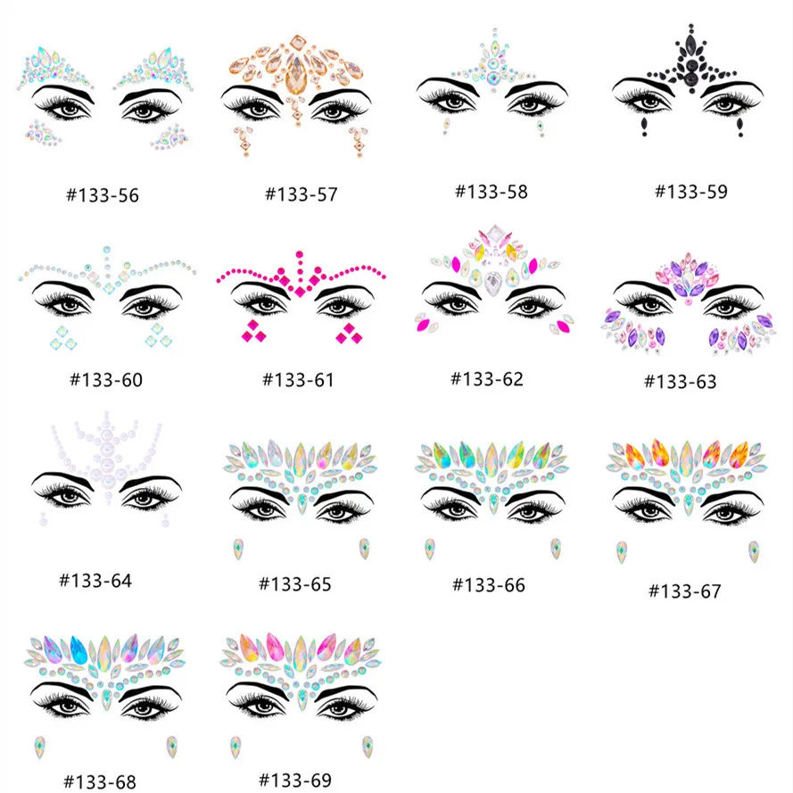 Fashion Masquerade Face Decoration 3D Resin Rhinestones Eyebrow Diamond Sticker Jewel Face Sticker DIY Star Party Makeup images - 6