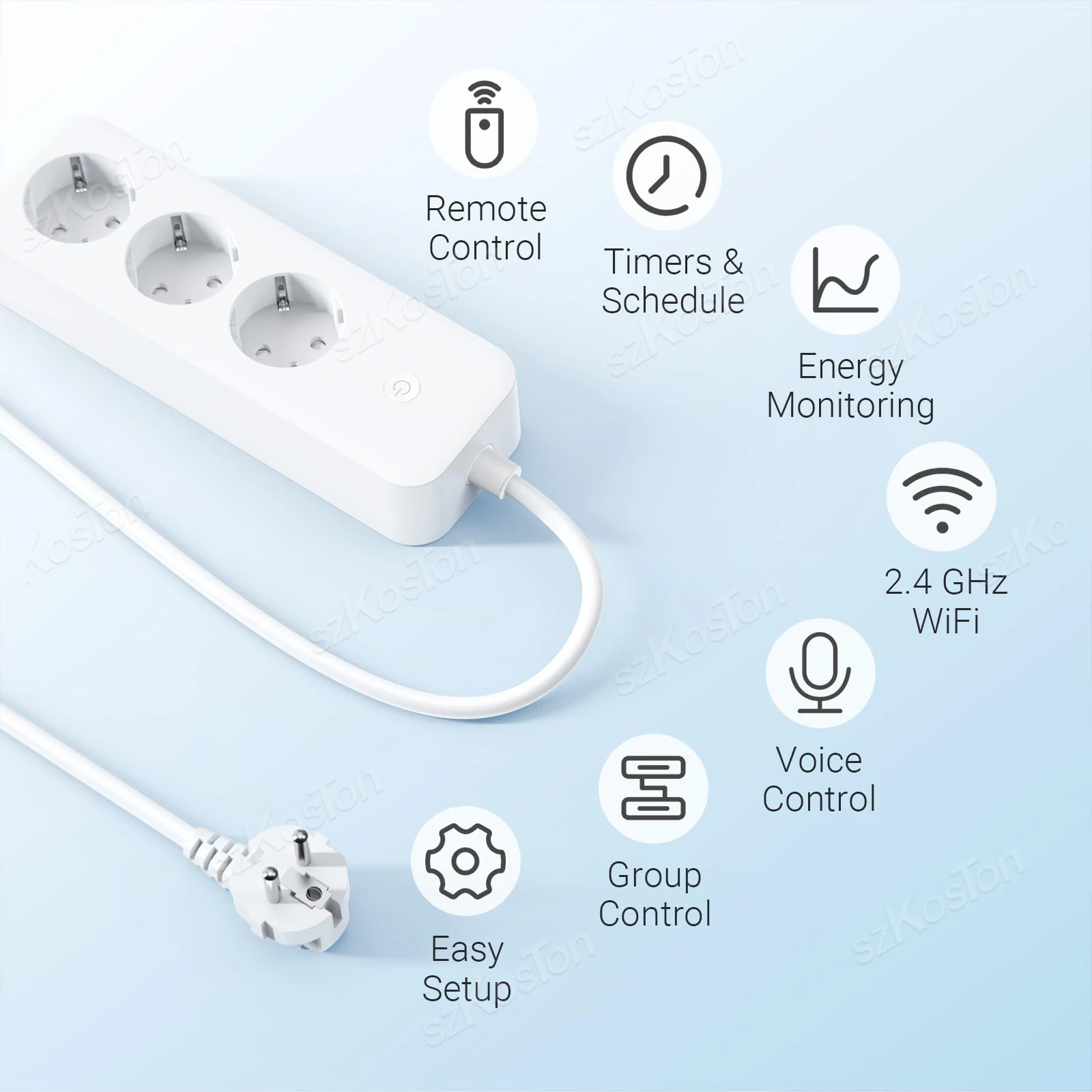 Умная розетка Tuya с Wi-Fi и вилкой европейского стандарта