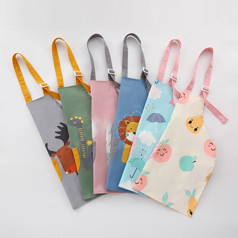 

3-12 Years Baby Girl Boy Waterproof Adjustable Painting Apron with Sleeves Set Child Kids Toddler Infant Burp Cloth Feeding Bibs
