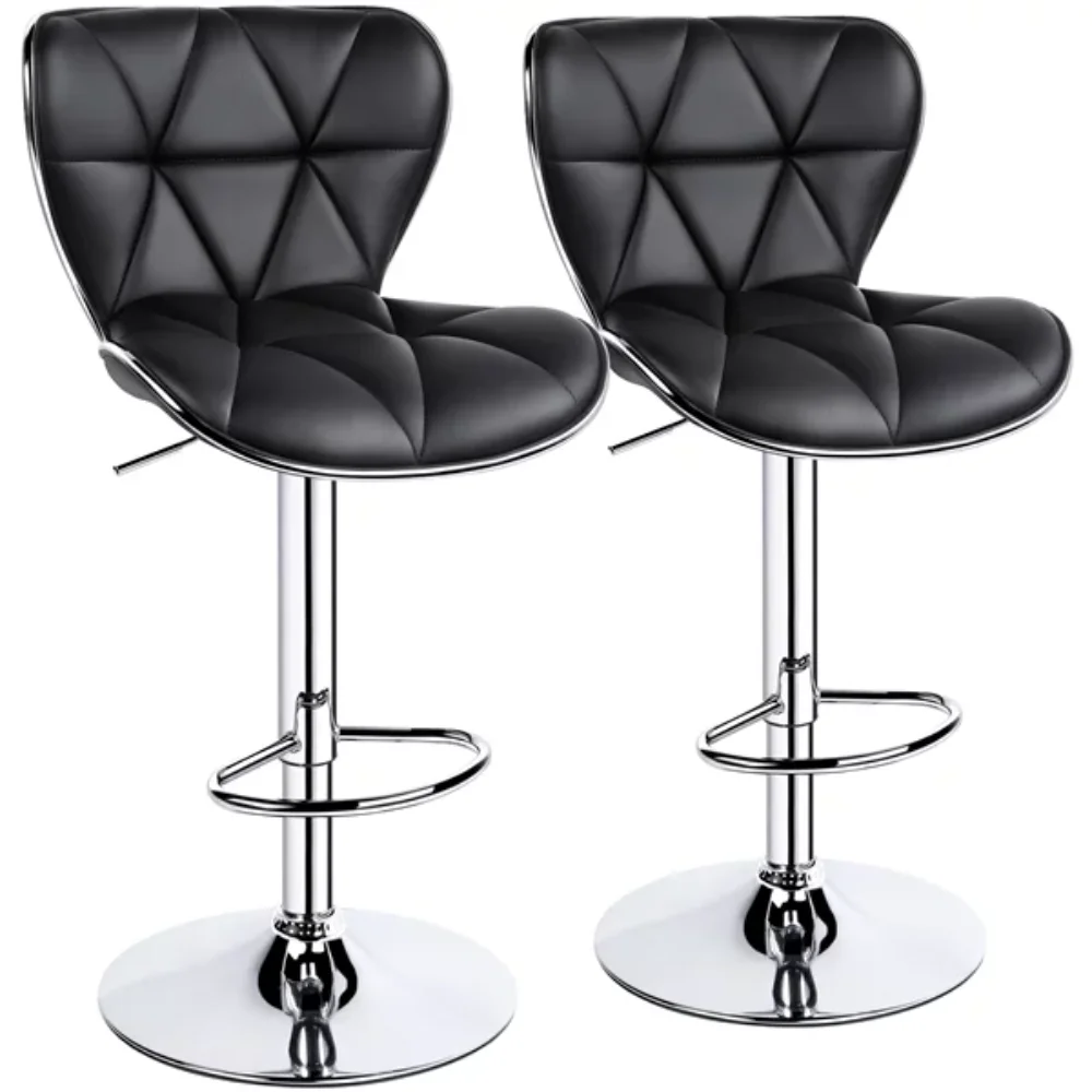 Adjustable Midback Faux Leather Bar Stool, Set of 2,