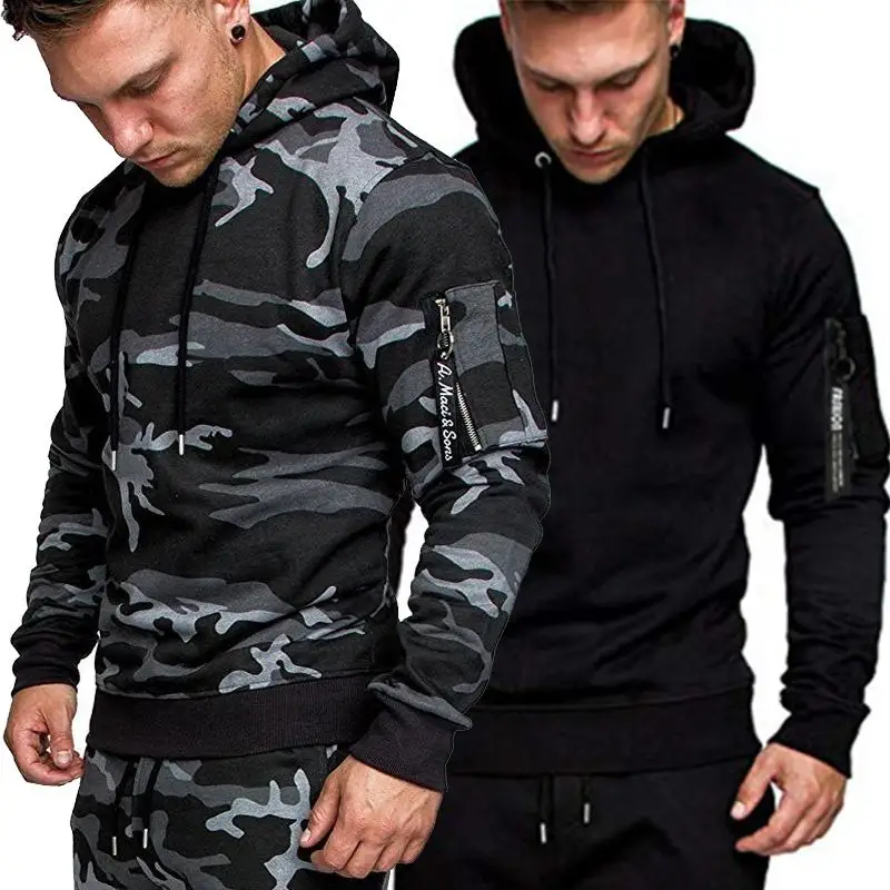 

Men Tracksuit Military Hoodie 2 Pieces Sets Costom Your Logo Camouflage Muscle Man Autumn Winter Tactical Sweat Jacket Pants