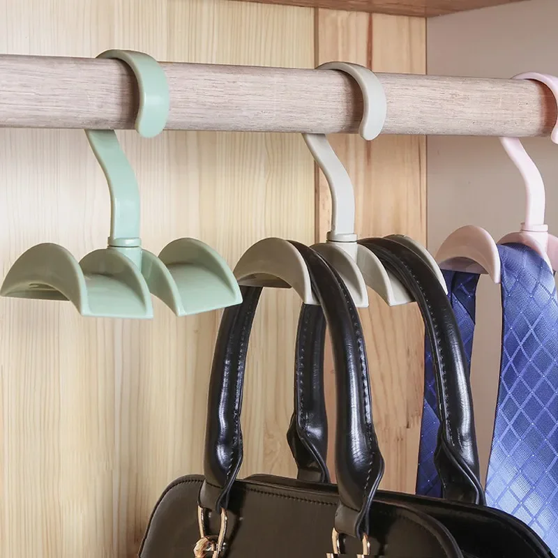 

Шикарный и прочный вращающийся органайзер для шкафа, вешалка для удочек, стойка для хранения сумок, крючки для сумочки, кошелька, ванной комнаты и одежды H