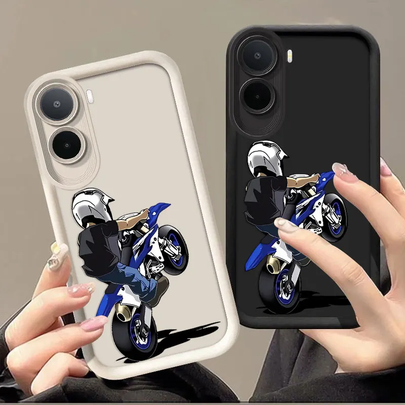 Фото Гибкий силиконовый чехол для Xiaomi Redmi A7 Pro 4G, защитный чехол с ударопрочным покрытием и принтом Motocyber. №1
