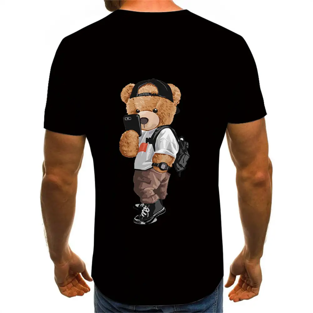

2022 Funny Animal Black Bear Printed 3D T-shirt Hip Hop Harajuku Streetwear Oversized Tops Men Women Fashion Casual Cool Tshirt