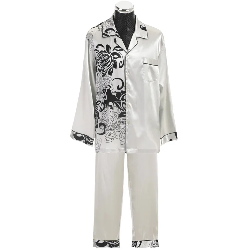 Elegant Silk Pyjamas Mens Satin Pajamas Long Sleeve Couple Pajamas Set Silk Pijama Men's Silk Sleepwear Dropshipping