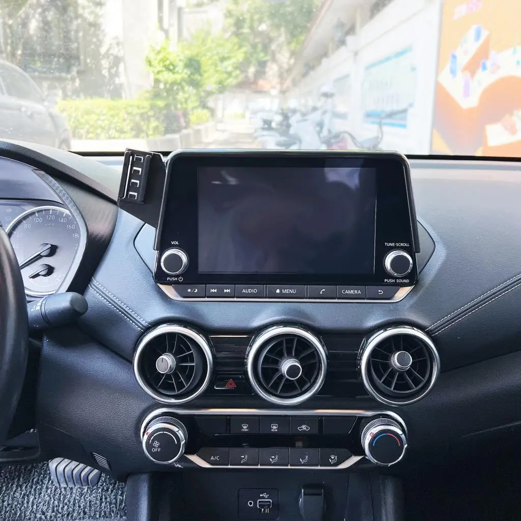 Фото Автомобильный держатель для телефона для Nissan Rogue T33 2021 2022 2023 8-дюймовая панель с фиксированным основанием 15 Вт держатель для телефона с беспроводной зарядкой автомобильное крепление №3