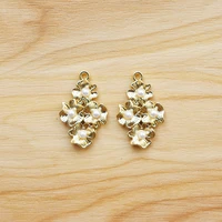 10 pieces matt gold flowers imitation pearls charms pendants for earrings necklace diy jewellery making findings 19x30mm
