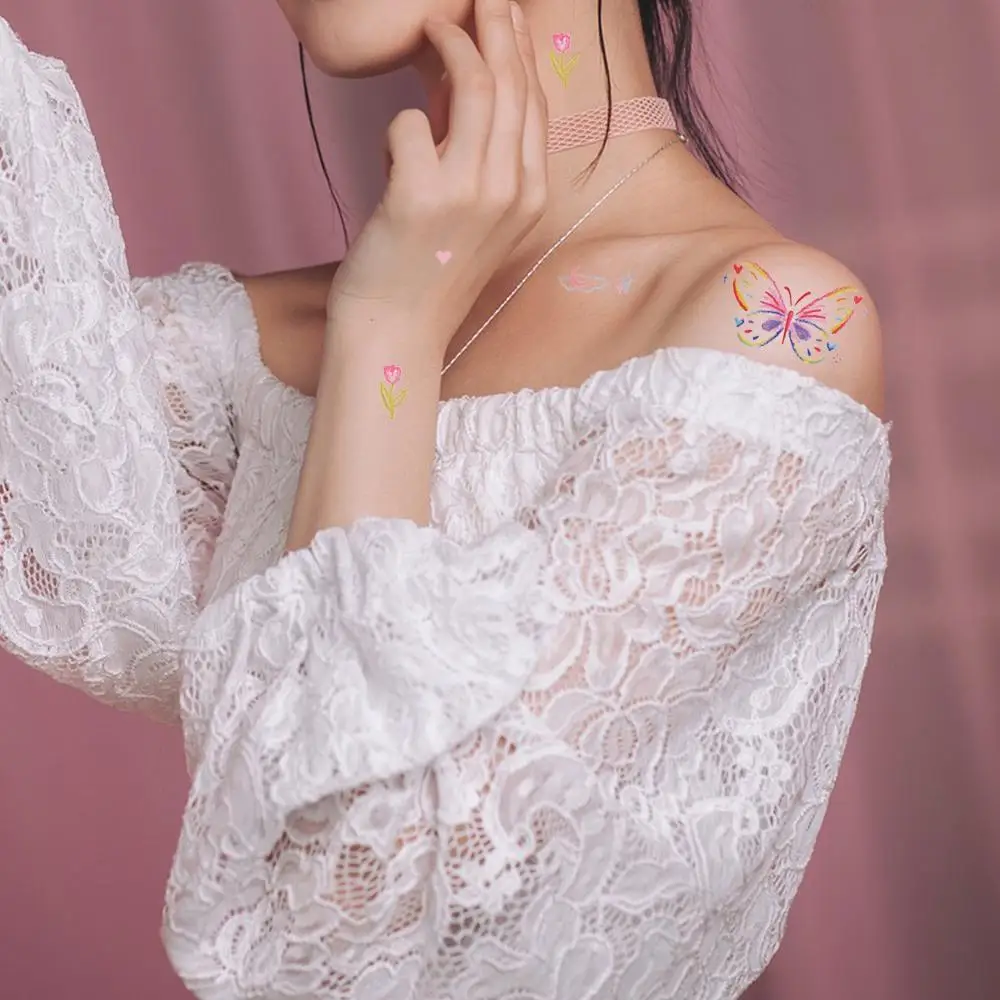 Долговечные милые временные татуировки наклейки облако бабочка боди-арт