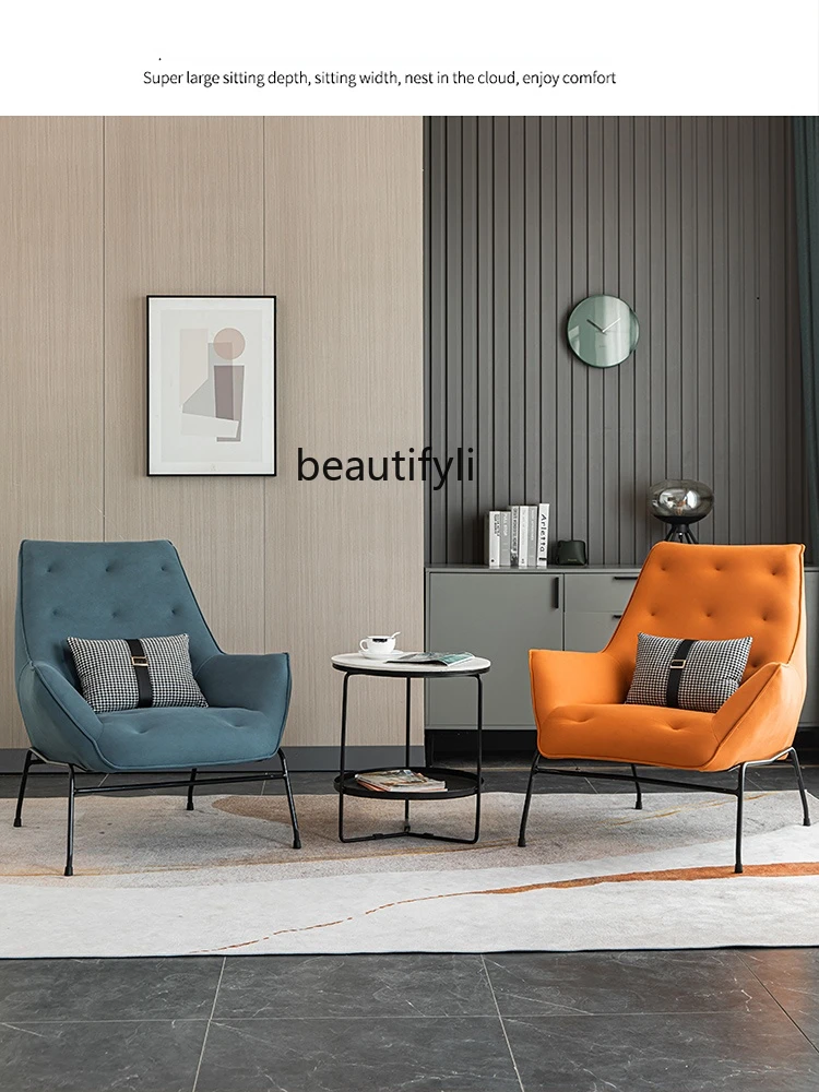 

Одноместный диван-стул yj в скандинавском стиле, американское кресло со спинкой крыльев, роскошное освещение для гостиной, оранжевое кресло ...