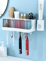 suction cup type toothbrush cup holder bathroom accessories toothpaste squeezer toiletries storage rack bathroom products