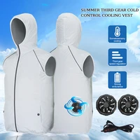men summer air conditioning clothing fan cooling vest hooded sun protection clothing womens outdoor sweatshirt jacket plus size