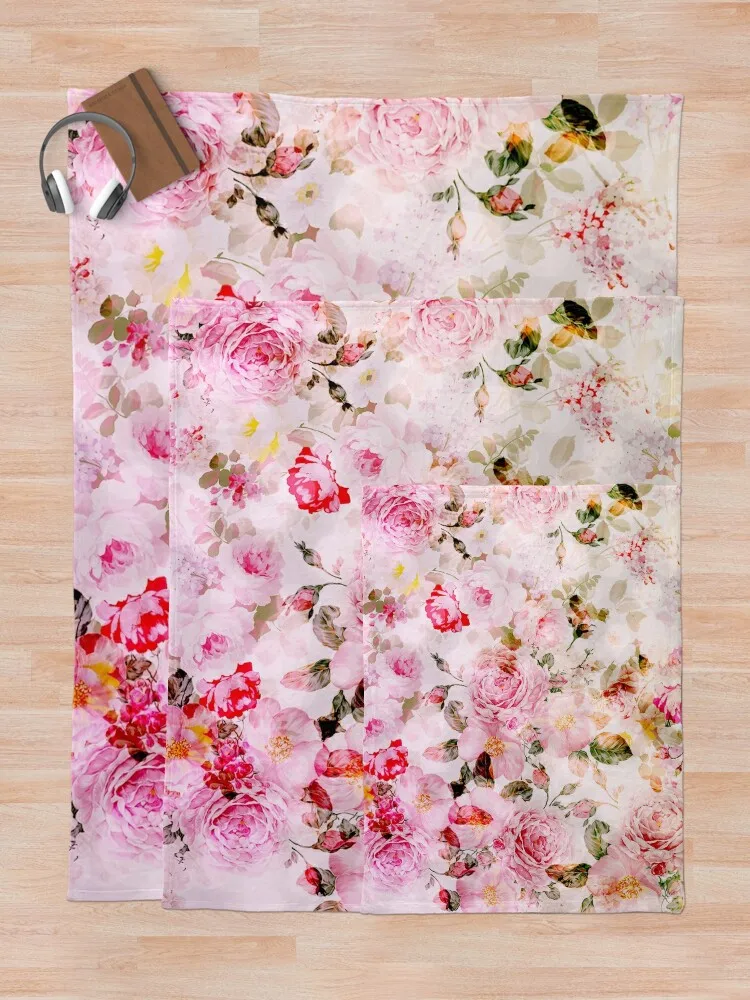 Винтажное розовое Пастельное акварельное покрывало с цветочным рисунком одеяла