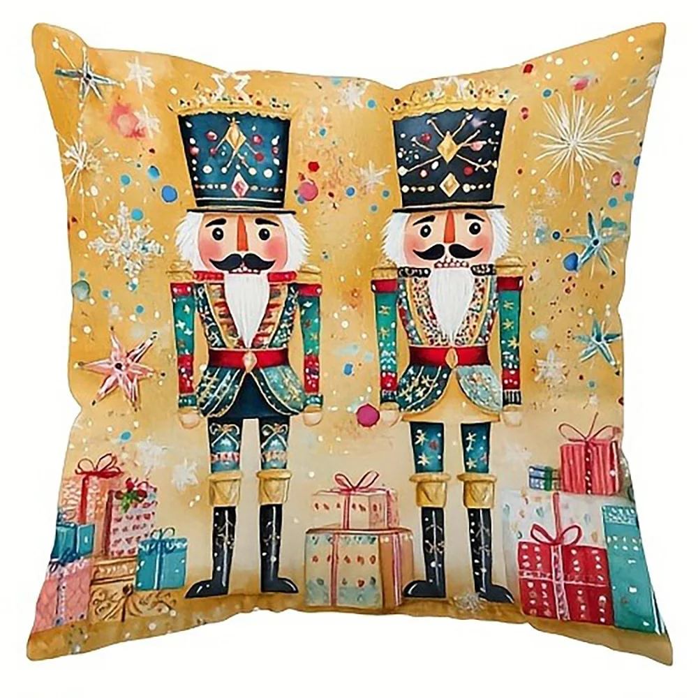 

Рождественские наволочки с принтом Щелкунчик полиэстер велюр