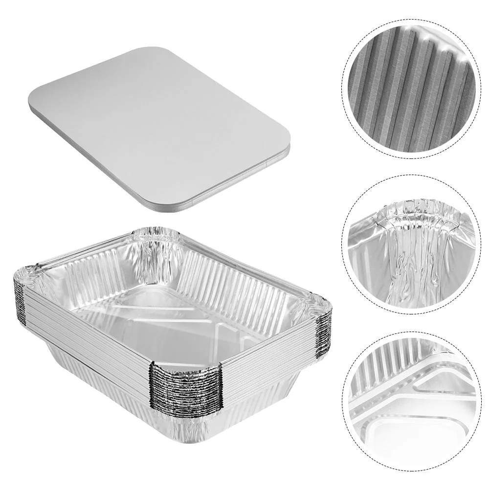 

Pans Aluminum Disposable Pan Baking Lids Trays Drip Sheet Air Fryer Cake Liner Basket Roasting Serving Grill Out Containers Take