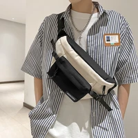 high quality texture chest bag large capacity fashion mens color matching shoulder messenger bag trend new mens dumpling bag