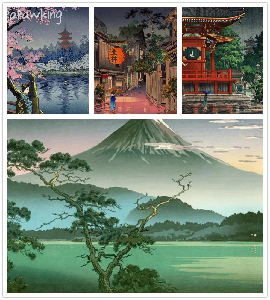 

Japanese Scenery Hand-Painted Diamond Painting Full Diamond Art Rhinestone Embroidery Cross Stitch Kit Home Decoration Picture
