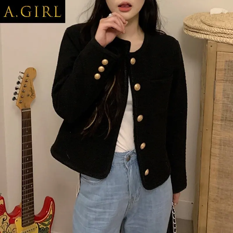 

Женская Базовая куртка F GIRLS, Элегантная укороченная универсальная верхняя одежда с круглым вырезом в Корейском стиле, Классическая стильная популярная винтажная нежная шикарная куртка Ins