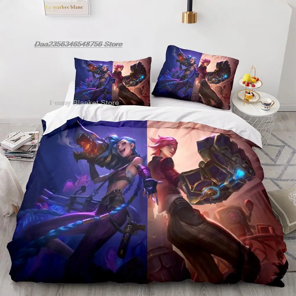 

Комплект постельного белья из аниме-игры Jinx, Комплект постельного белья для односпальной и двуспальной кровати большого размера, Комплект ...