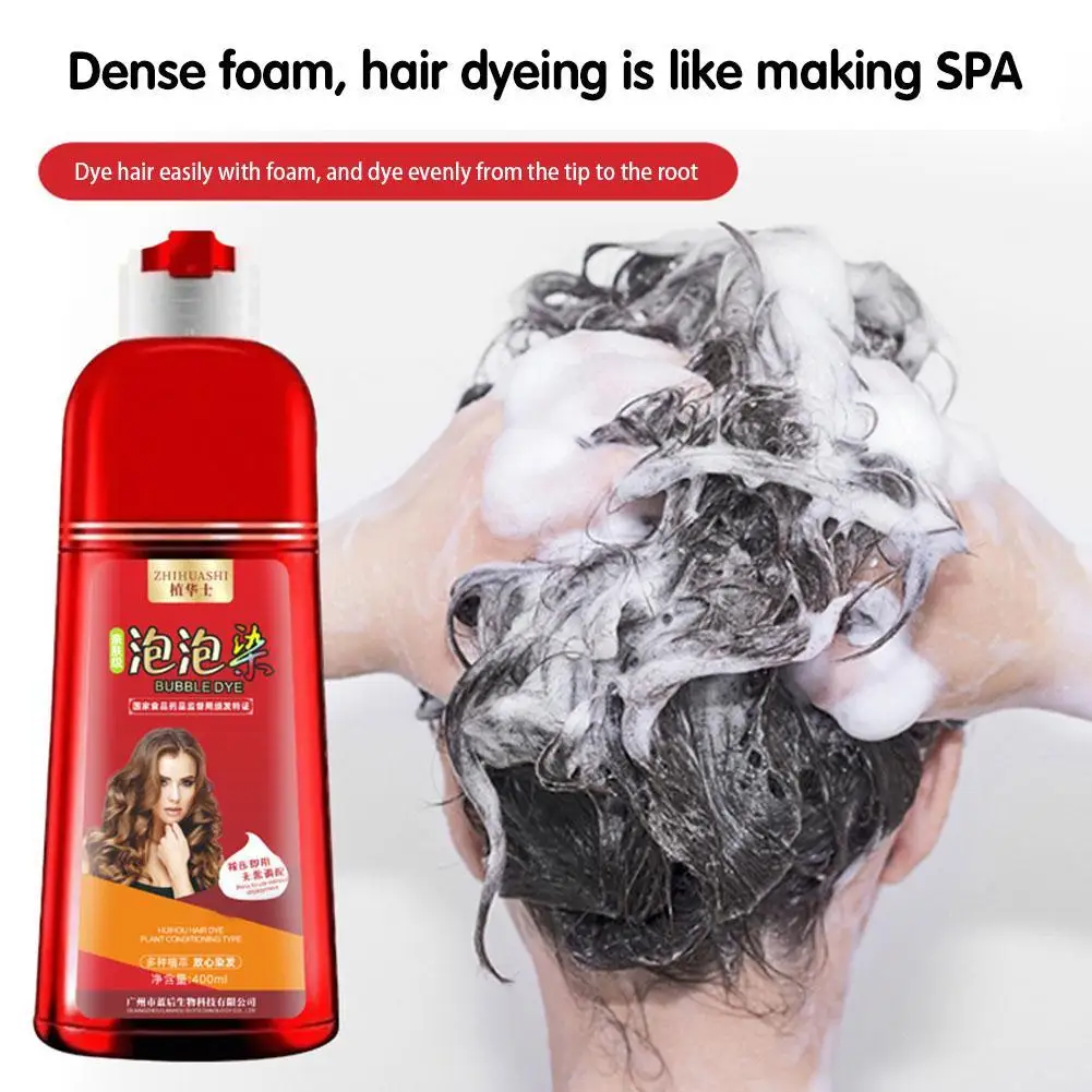 

400ml Big Red Bottle Plant Bubble Hair Dye Pure Natural Non-irritating Professional Hair Dye Cream At Home 2023 New