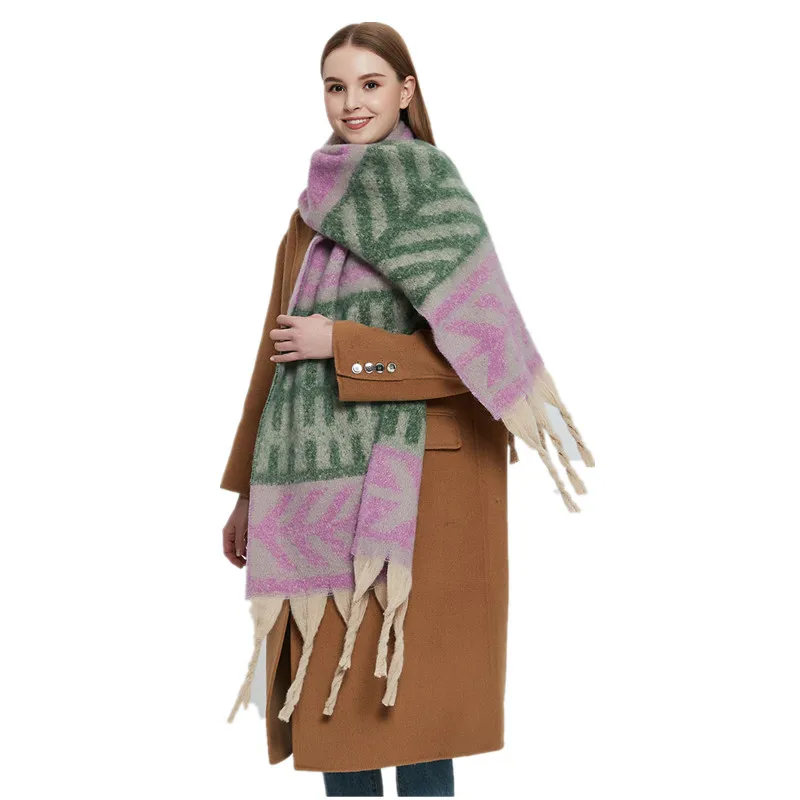 

2023 роскошный кашемировый женский шарф с узором листьев зимняя шаль и накидка бандана из пашмины женский платок толстое одеяло