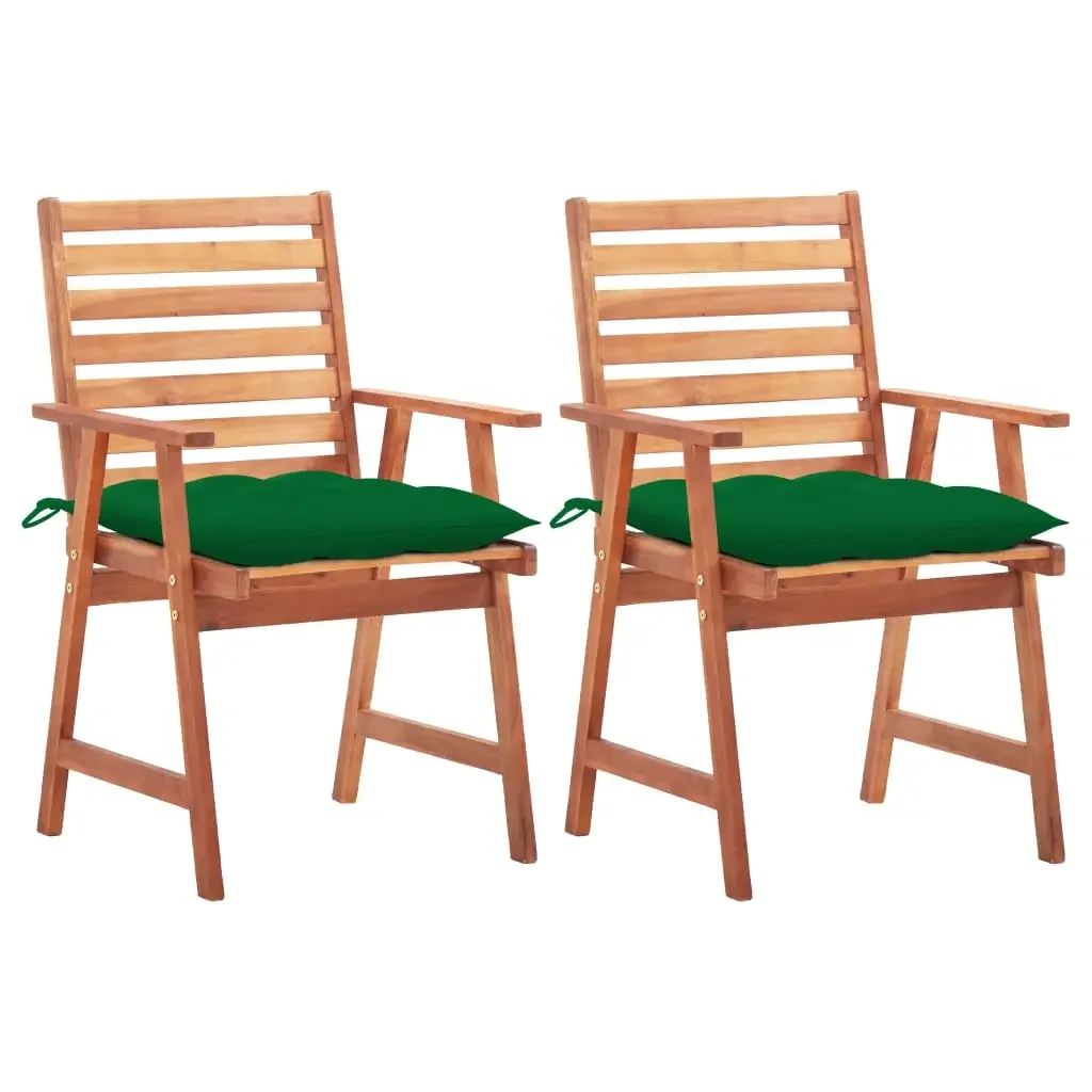 

Patio Dining Chairs 2 pcs with Cushions Solid Acacia Wood