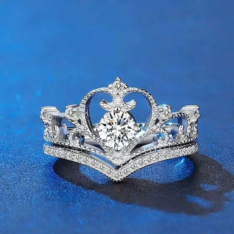 AAA925 серебряное кольцо с бриллиантовой короной Mosan женское высококачественное