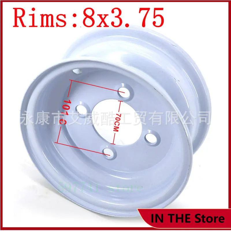 

4.80/4.00-8 vacuum tire wheel hub rim iron ring trolley 4-hole wheel hub 8x3.75 trailer accessories