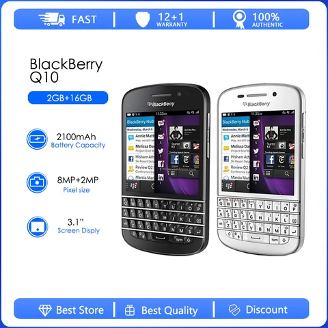 Восстановленный Оригинальный сотовый телефон Blackberry Q10-1-3-5 Q10, 3,1 дюйма, двухъядерный, 8 Мп, 2 Гб ОЗУ, 16 Гб ПЗУ, 3G и 4G, GPS, Wi-Fi, сотовый телефон QWERTY