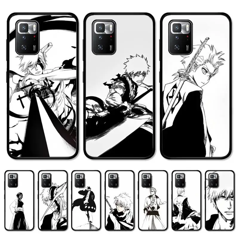 

Anime Bleach Black and White Phone Case for Redmi Note 11E 11 10 9 8 6 Pro 11s 8T 5 7 7A 9A K20 K30 Soft Tpu Cover
