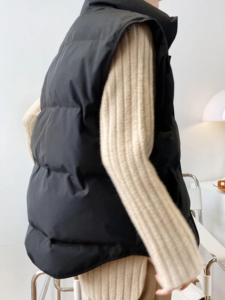 

Fashion Contton Vest Women's Autumn 2022 New Stand Collar Single Breasted Sleeveless Loose Solid Color Waistcoat