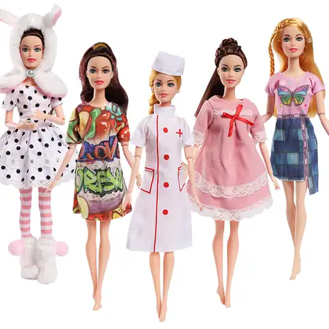 Модная Одежда для куклы Барби, 11 Дюймов, 30 см, 1/6 каракули, платье, одежда медсестры, костюм животного, наряд, игрушки для девочек, детские аксе...