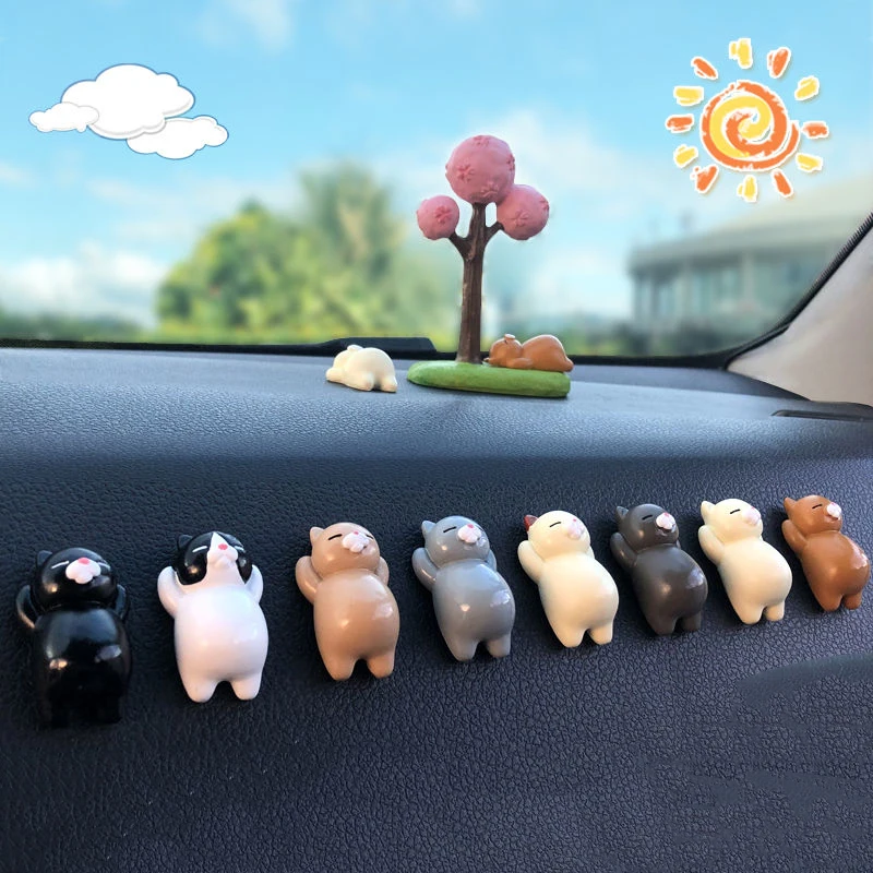 

8pcs Cute Creative Lovely Personality Mini Fat Cat Car Interior Accessories Cartoon Fantasy Figurines Auto Ornaments Decoration