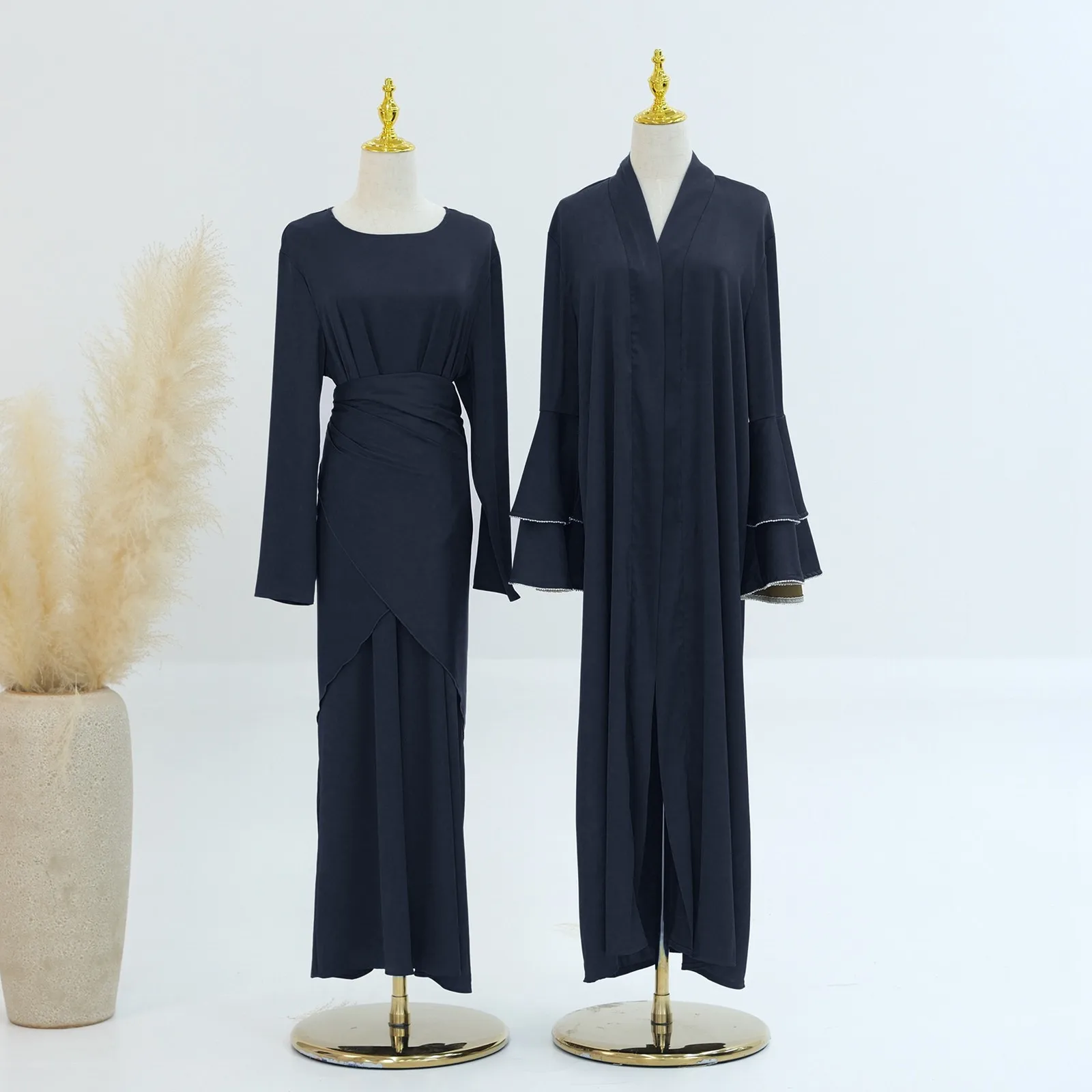 Новинка 2024 г. скромные элегантные костюмы из Абайи и хиджаба 3 предметов для