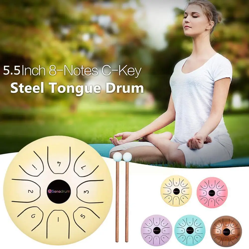 

5.5 Inch Worries Drum Ethereal Drum Steel Tongue Pocket Music Meditation Yoga Drum Instrument Percussion R6v4