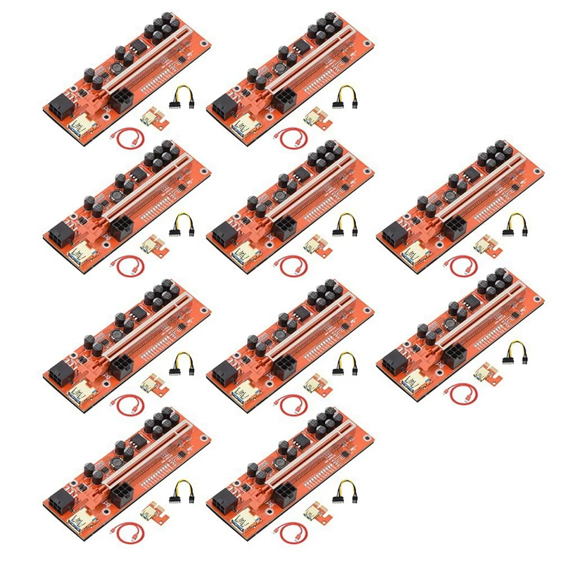 

PCI-E Райзер V010X карта PCIE Райзер PCIE1X до 16X USB 3,0 SATA Кабель-адаптер Майнер Райзер для видеокарты