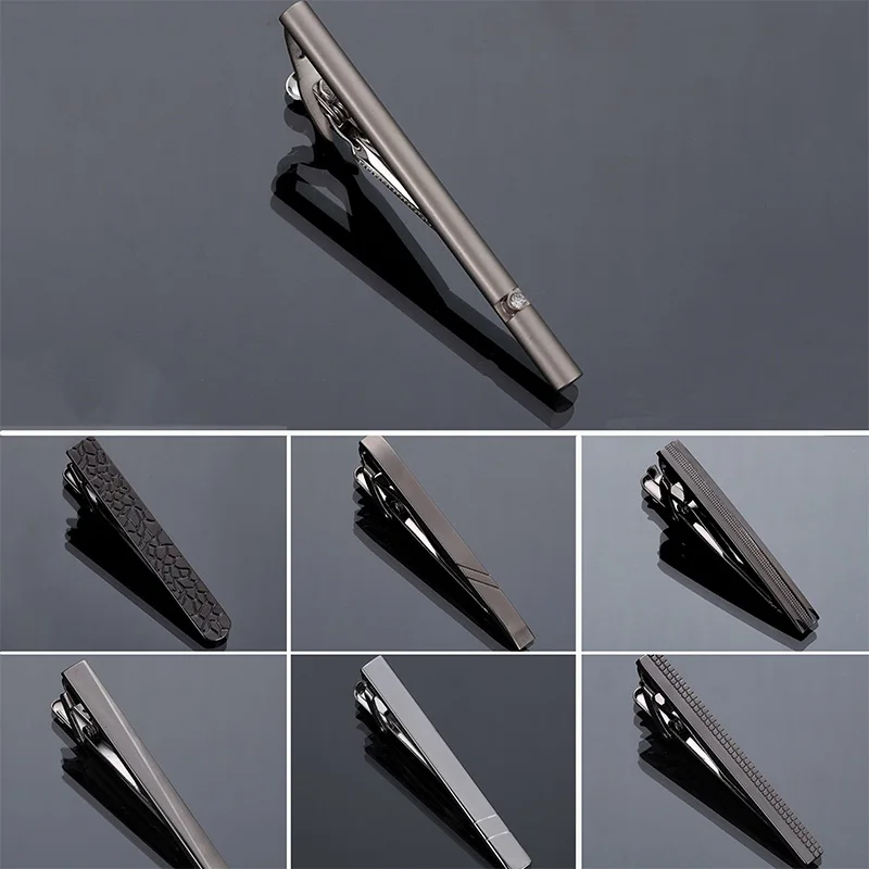 

5.5cm Tie Clip Mens Classic Short Silver Color Fashion Mirror Narrow Tie Special Personality Style Jewelry Accessory
