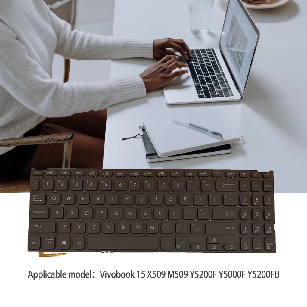 

Бесшумная клавиатура с подсветкой, вход для дома и офиса, запасные части для клавиатуры ноутбука, замена для Asus Vivobook X509