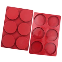 6 cavity large disc silicone mold suitable for baking muffin pan resin coaster burger chocolate tart quiche cake decoration