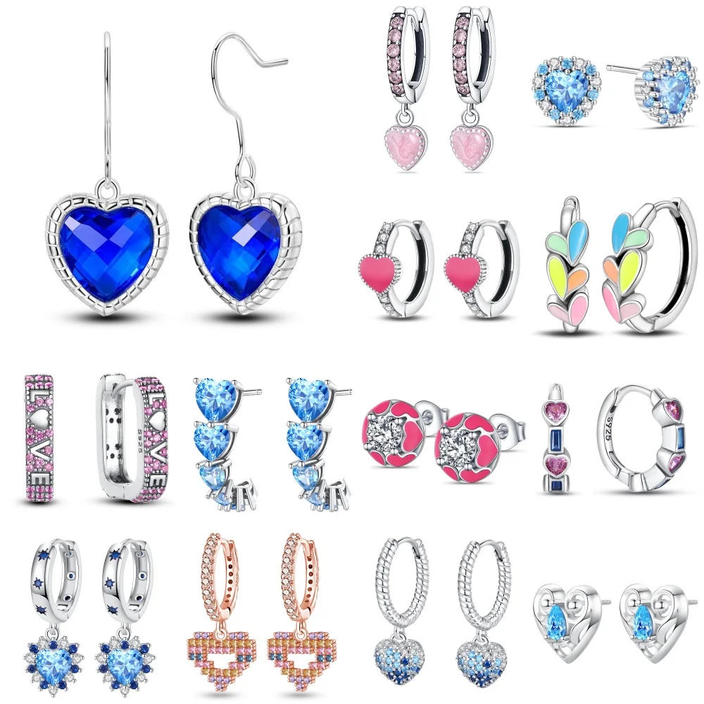 Серьги Из Стерлингового Серебра 925 Пробы С Цирконом Романтические Синие