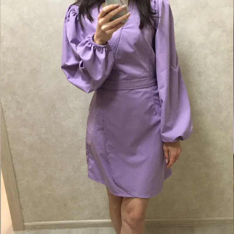 

Женское модное Привлекательное платье с высокой талией, V-образным вырезом и рукавами-фонариками, 2023