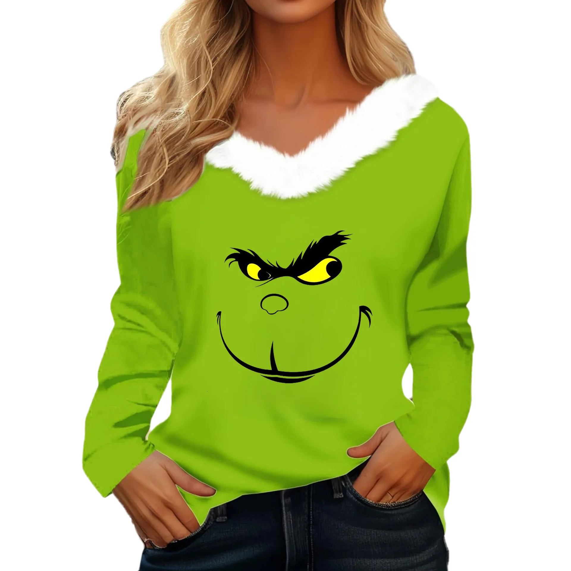 Женская футболка Рождественская рубашка с длинным рукавом для вечеринки