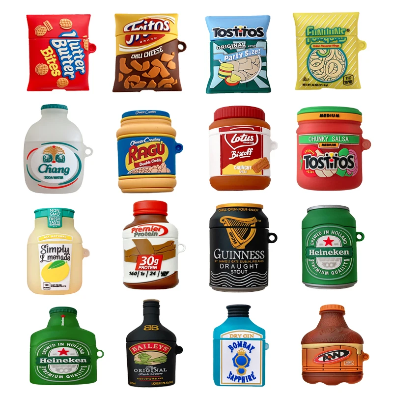 

3D чехол для наушников с изображением напитков и закусок, чехол для AirPods 1 2 3 Pro, чехол для AirPods Pro 1 / 2/3, чехол с зарядным устройством