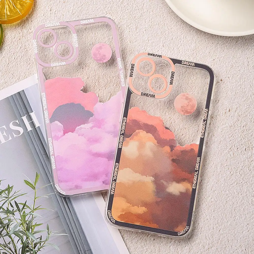 

Morning glow cloud Phone Case For iPhone 13 12 11 Pro MAX XS MAX XR X SE 7 8 6 6s Plus Sunset glow Moon TPU lens Protective case